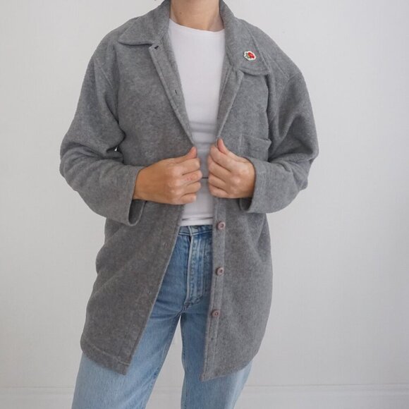 Vintage Truly Casual Gray Button Up Fleece Outdoor Thick Long Sleeve Shirt M - Picture 2 of 11